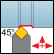 Ext. 90° square 45° approach