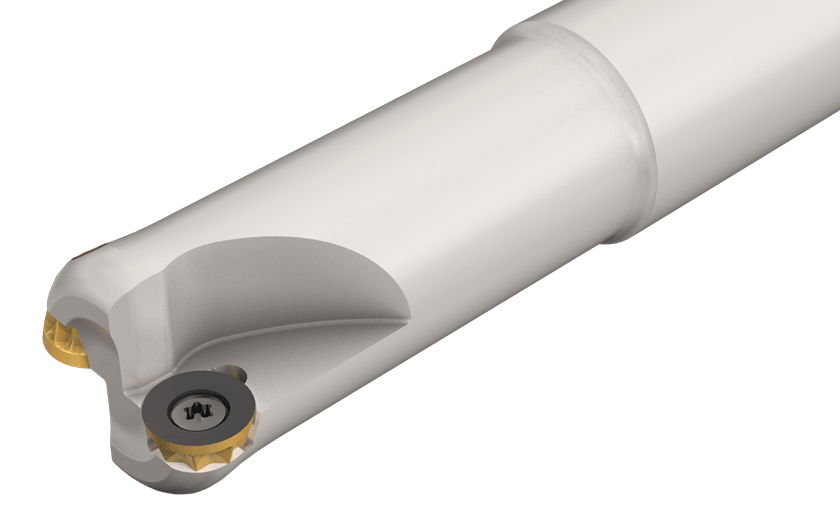 Endmills carrying round inserts for profiling and milling of round corners.