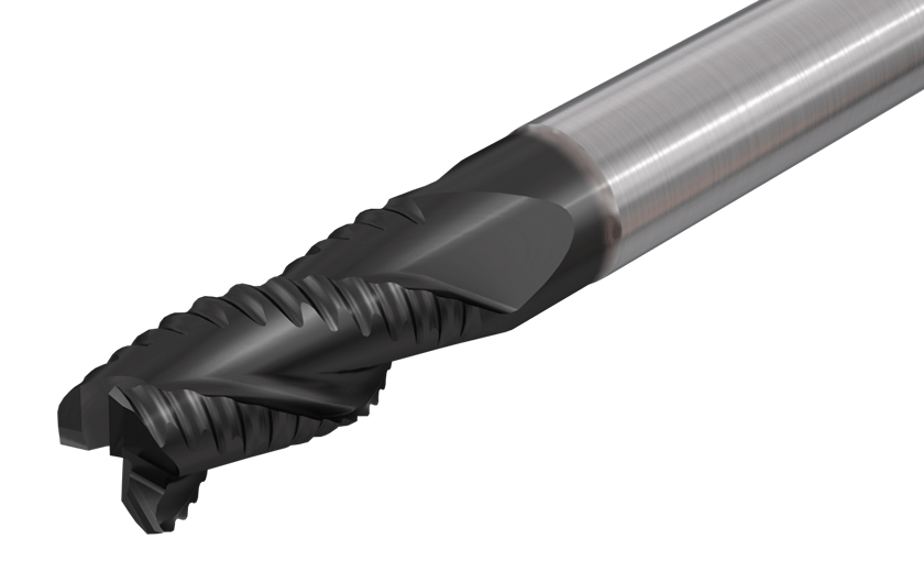 3, 4, 6 Flute, 30° and 38° Helix, (3xD) Solid Carbide Roughing Endmills with Relieved Neck for Alloy and Stainless Steel
