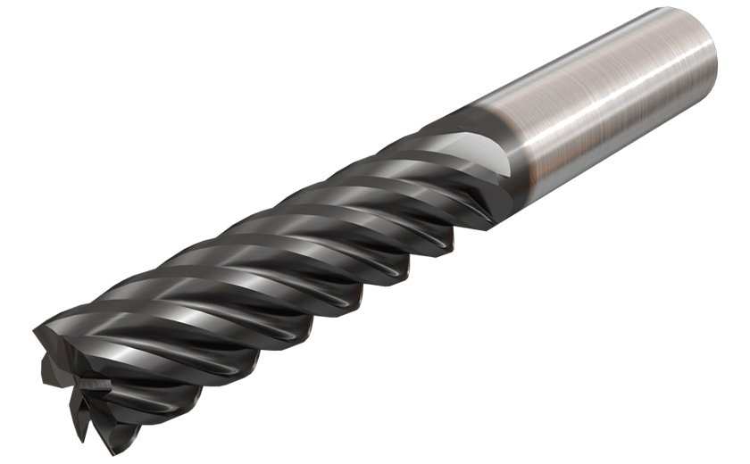 6 Flute, 45° Helix, Long Solid Carbide Endmills