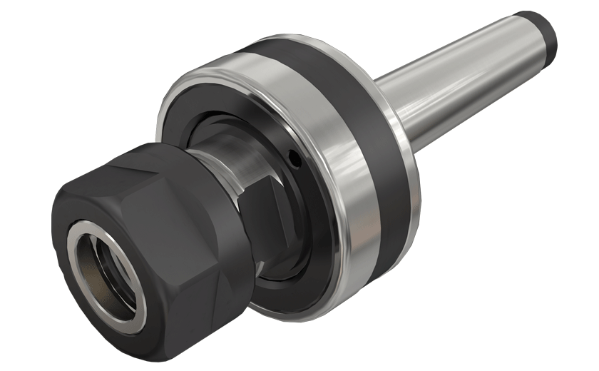 A floating reamer DIN 6499 collet chuck with a Morse taper shank.