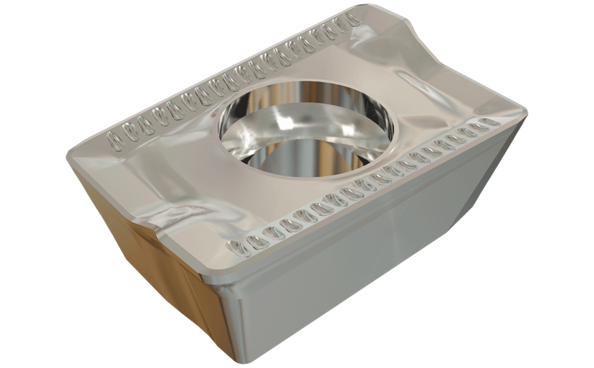 Insert with 2 Helical Cutting Edges with Ribs Along Edge, for Interrupted Cut