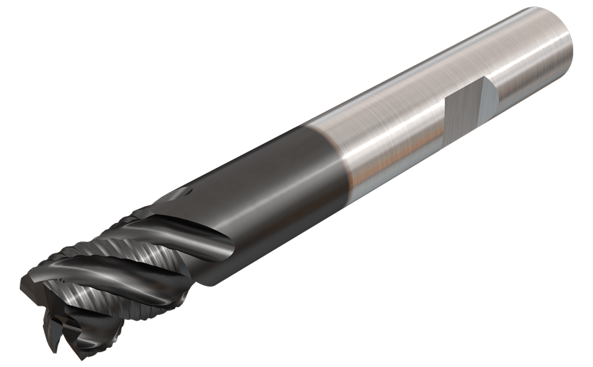 Solid carbide roughing endmills, 4-7 flute rougher, 45° helix-short length (1xD  ).