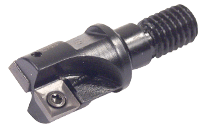 HELIQUAD endmills with threaded FLEXFIT adaptation using square S/XOMT inserts.