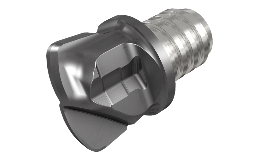 MULTI-MASTER interchangeable 2 flute, FEEDMILL solid carbide head. Used for very high feed at small DOC milling.