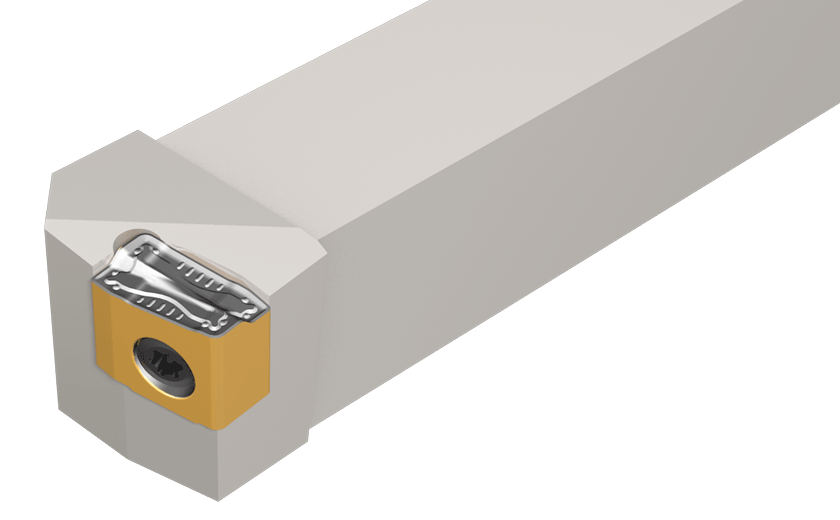 FEEDTURN tangential system for Fast Metal Removal in longitudinal applications - F max=2.4mm/rev, Ap max= 2.4mm.