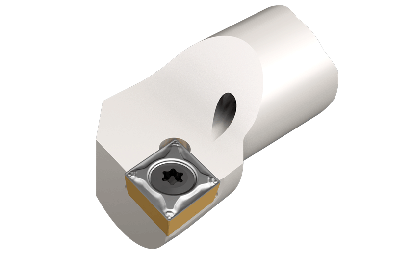 Interchangeable Screw Clamped Boring Heads for Positive 7° Clearance 80° Rhombic Inserts, Mounted on Carbide Bars