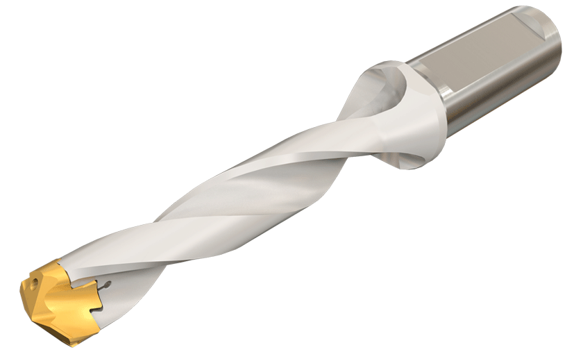 Indexable Head Drills with Coolant Holes, Drilling Depth 5x.