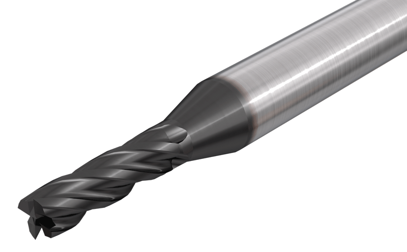 Solid carbide endmills, 4 flutes 30° helix, medium length, center cutting, Used for hard materials up to 65HRc.
