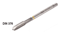 HSS gun point, DIN 376 machine taps for ISO Metric coarse threads, according to DIN 13. Used on steel.