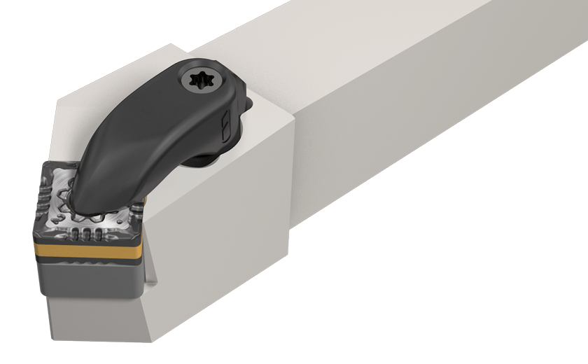 R-Clamp external holder, 45° lead angle, for negative, square inserts.