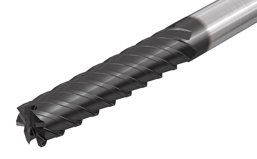 Solid Carbide Endmills, 6 Flute, 45° Helix, Extra Long for H  ard Materials