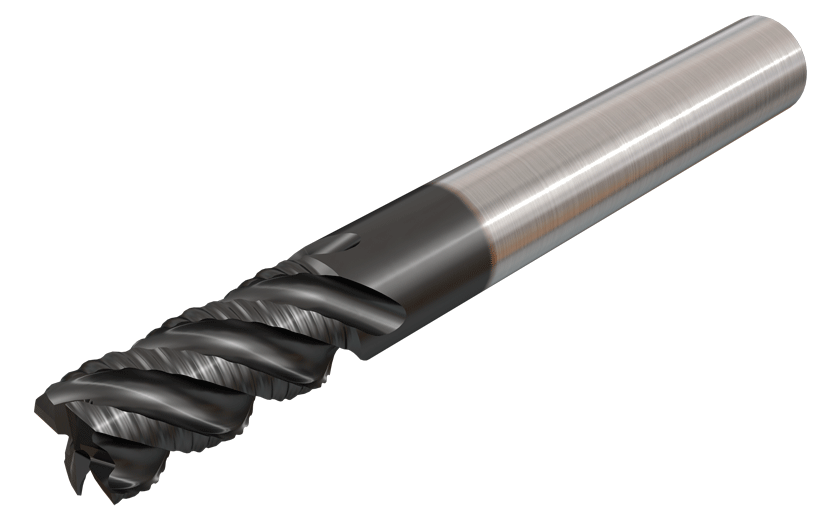Solid Carbide Endmill Roughers, 4 Flute 45° Helix Medium Length (2xD) for High Stock Removal Rates
