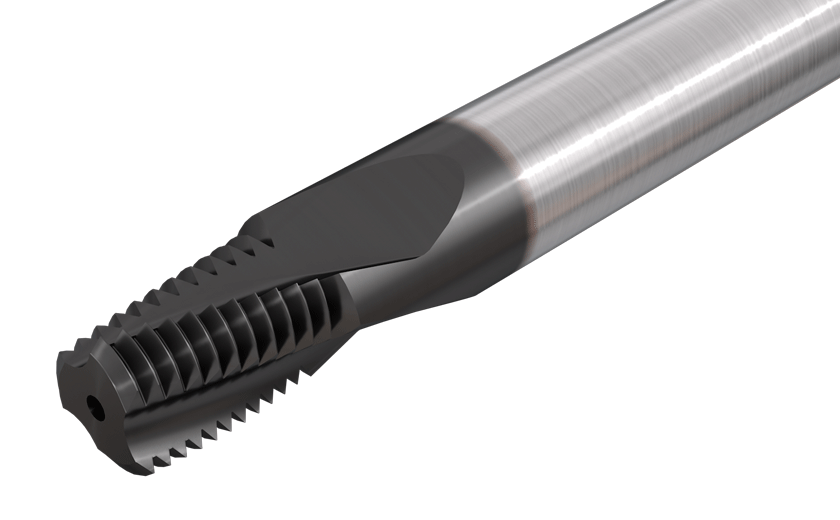 Solid Carbide Threading Endmills with Coolant Holes, for External or Internal NPT Thread Profile