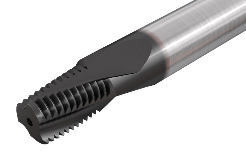 Solid Carbide Threading Endmills with Coolant Holes, for External or Internal NPTF Thread Profile