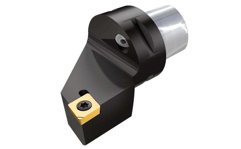 Screw clamp, exchangeable heads for positive 80° Rhombic, 7° clearance inserts compatible with COROMANT CAPTO® system.