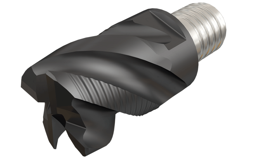 FINISHRED, A combination of roughing and finishing interchangeable solid carbide endmill head.