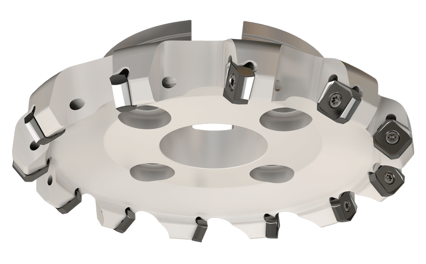 HELIDO 45° face mills using inserts with 8 helical right-hand cutting edges, providing a very economical solution.