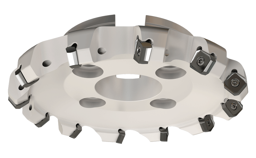 45° Face Mills Carrying Economical Inserts with 8 Helical Right-Hand Cutting Edges