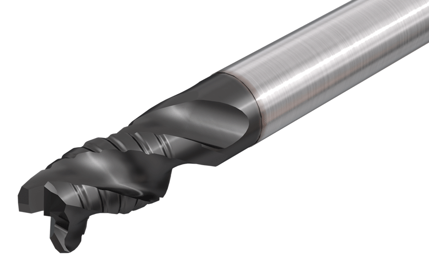 3 Flute, 38° Helix, Sold Carbide Roughing Endmills with Chip Splitting Cutting Edges for High Stock Removal Rates