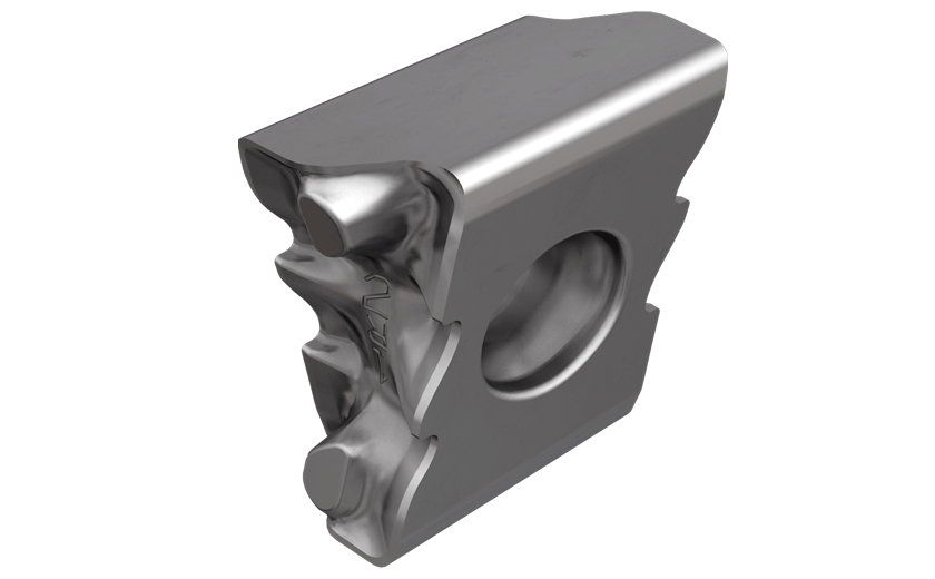 Tangentially Clamped Inserts with a Serrated Cutting Edge, for Chip Splitting