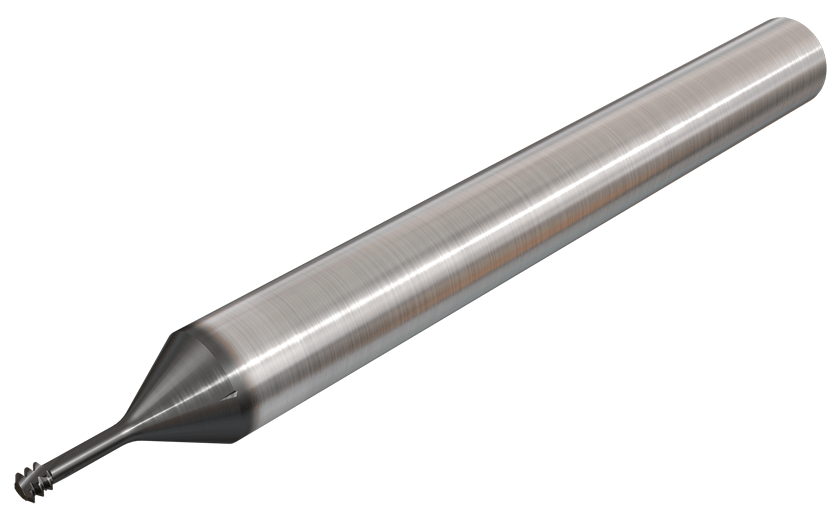 Short solid carbide Endmills for internal threading of hardened steel.