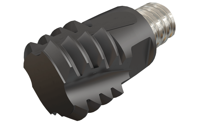 Solid carbide, ISO profile internal thread milling head with a MULTI-MASTER threaded adaptation.