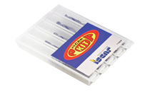 The kit contains 4 solid carbide endmills with serrated cutting edges for a combined rough and finish cutting.