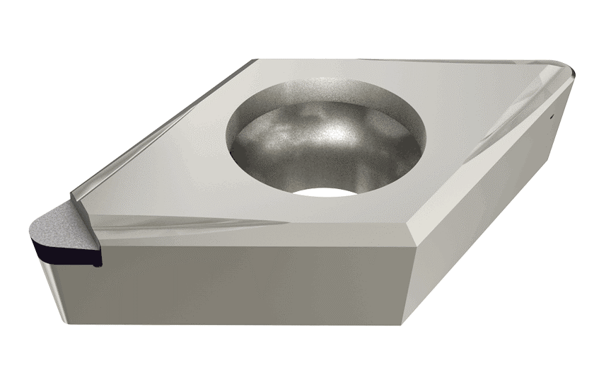 55° Rhombic Inserts for Finishing with 7° Clearance, PCD Single Top Corner Tip and Positive Rake Angle