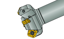 HELIDO 45° endmills using inserts with 8 helical right-hand cutting edges