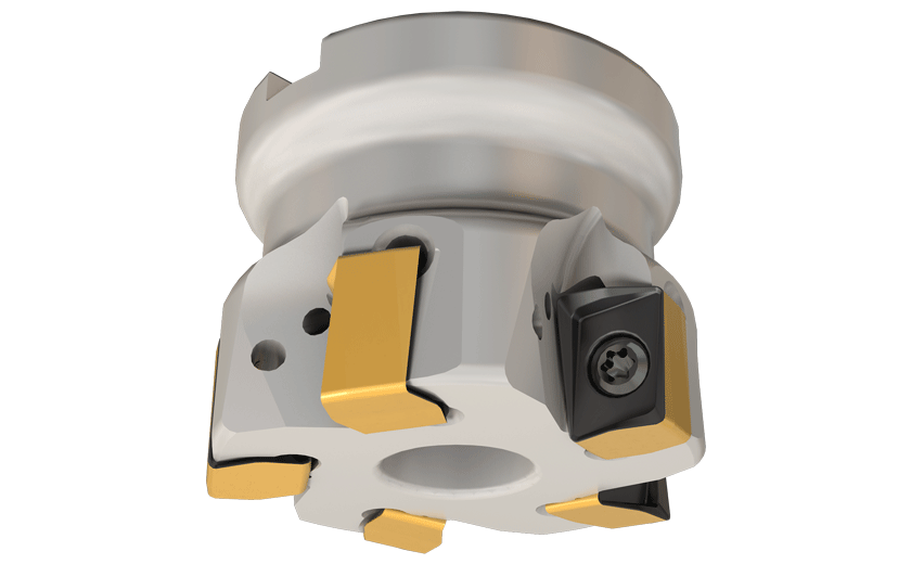 90° Face Mills Carrying Double-Sided Inserts with 4 Helical Cutting Edges