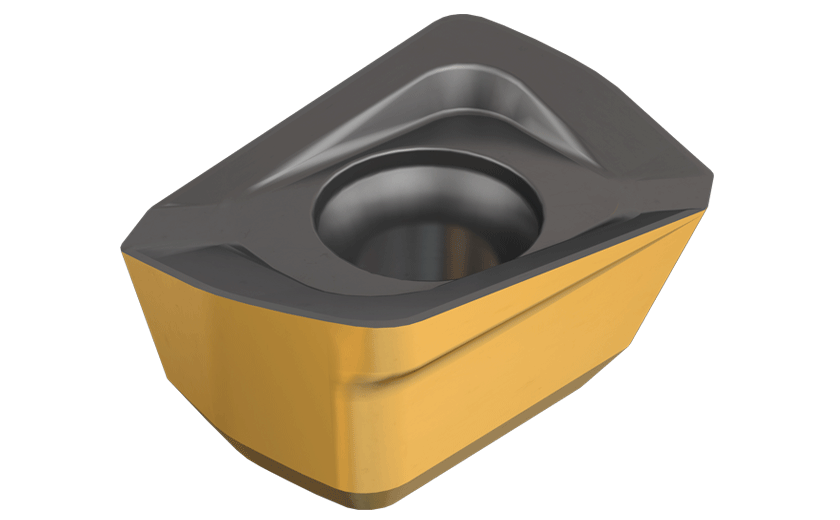 Single-Sided Rectangular Inserts with 2 Helical Cutting Edges, for Fast Feed Milling at Small Depth of Cut