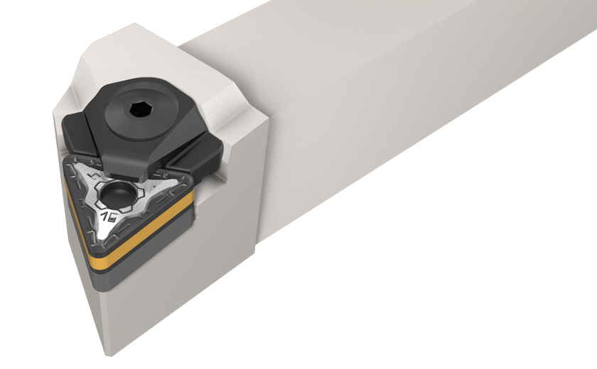 Wedge lock holders for negative triangular inserts.