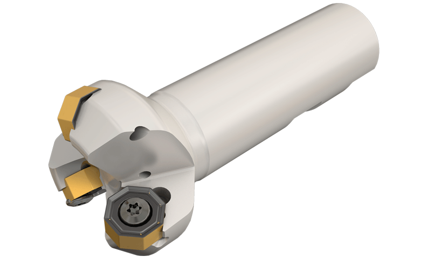 45° EndMills Using Square or Octagonal Double-Sided Inserts with 8/16 Cutting g Edges