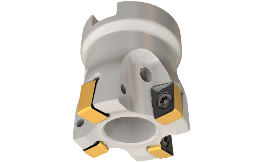 90° Face Mills Using the H490 ANKX 09.. Double-Sided, Rectangular Inserts with 4 Helical Cutting Edges