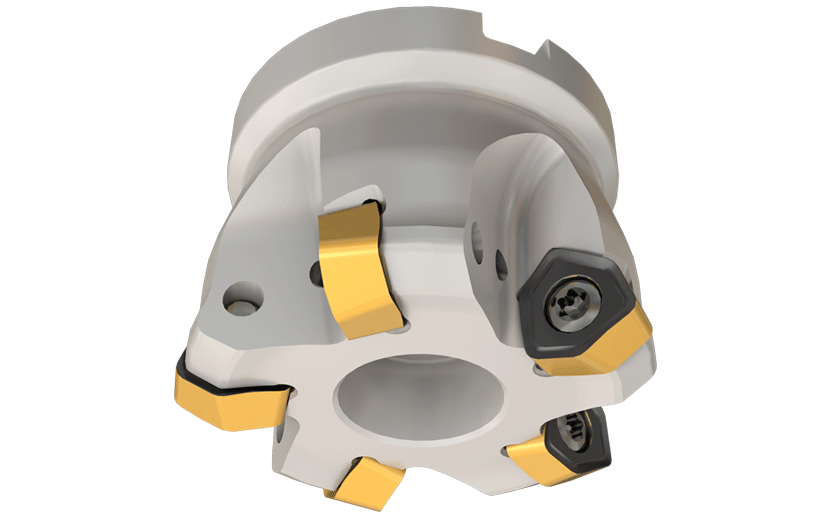 Moderate Feed Face Mills, Carrying Double-Sided Inserts with 6 Cutting Edges