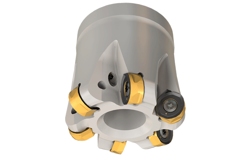 Face Mills Carrying Double-Sided Inserts with Four 6 mm Radius Cutting Edges