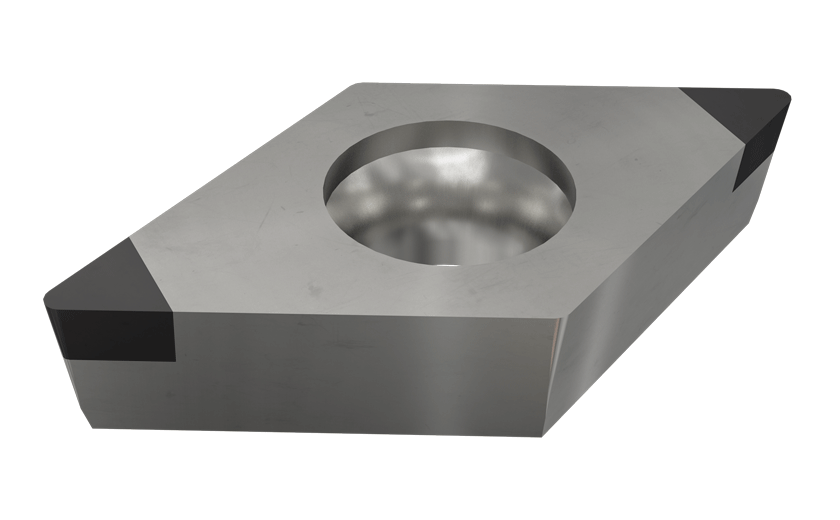55° Positive Rhombic Insert with 2 CBN Tips for Machining Hardened Steel, Sintered Metals and High Temperature Alloys