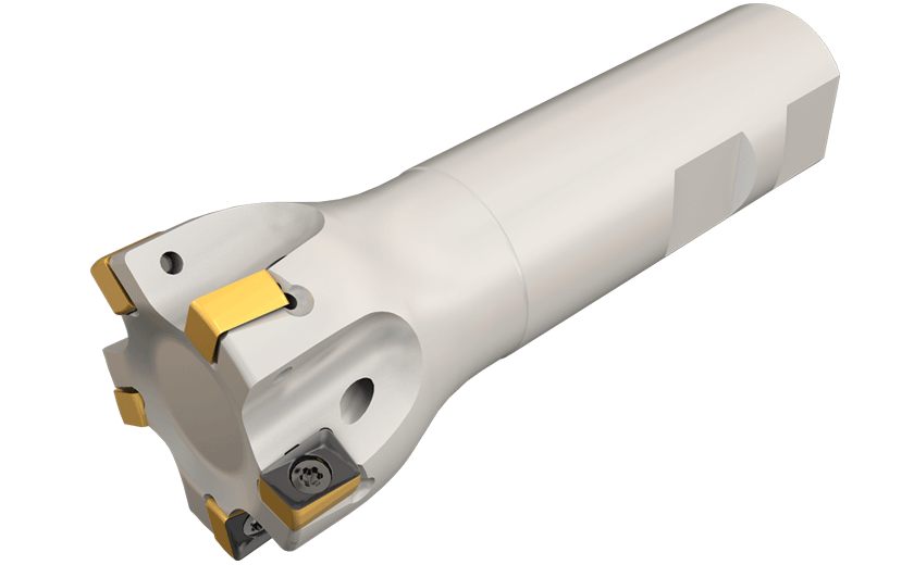 90° Endmills Using H490 ANKX 09... Double-Sided Rectangular Inserts with 4 Helical Cutting Edges