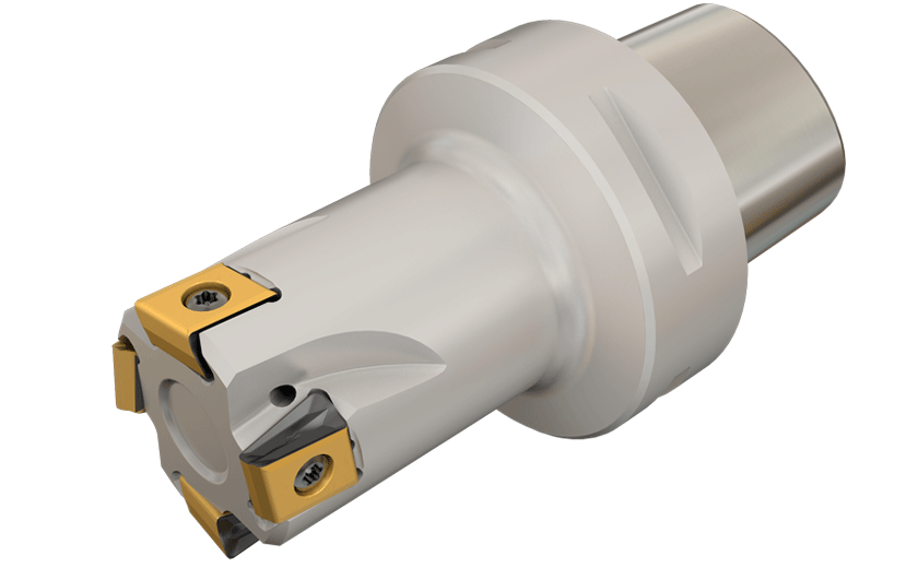 90° Endmills with CAMFIX Shanks Carrying Tangentially Clamped Inserts with 4 Helical, 12.5 mm Long Cutting Edges