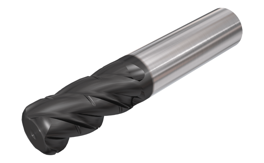 Sold Carbide Roughing Endmills with Chip Splitting Cutting Edges, Variable Pitch and Large Radius Frontal Edge