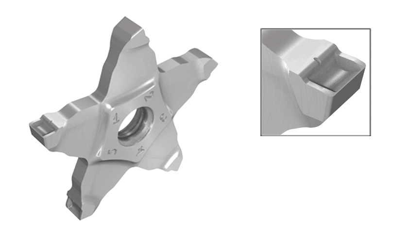Inserts with 5 Cutting Edges for Parting and Grooving of Hard Materials, Tough and General Applications