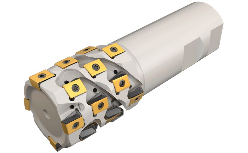 Extended Flute Endmills with T490 LNMT/HT 08... Tangentially Clamped Inserts