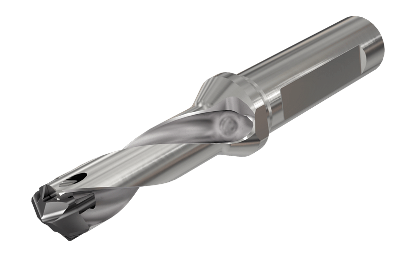 Indexable Head Drills with Coolant Holes and One Flat Shanks, Drilling Depth 3xD