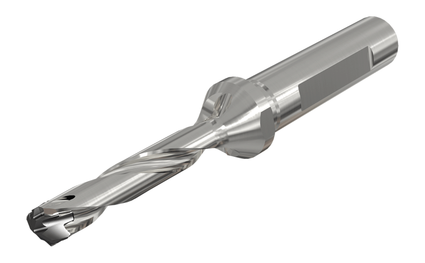 Indexable Head Drills with Coolant Holes and One Flat Shanks, Drilling Depth 5xD