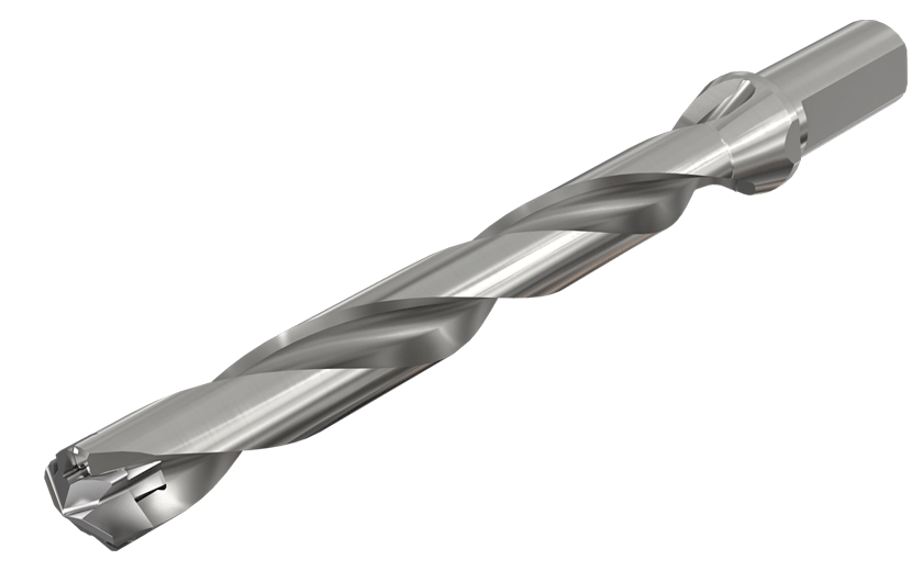 Indexable Head Drills with Coolant Holes and One Flat Shanks, Drilling Depth 8xD