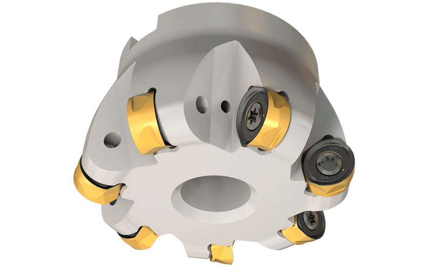 Face Mills Carrying Double-Sided Inserts with Four 8 mm Radius Cutting Edges