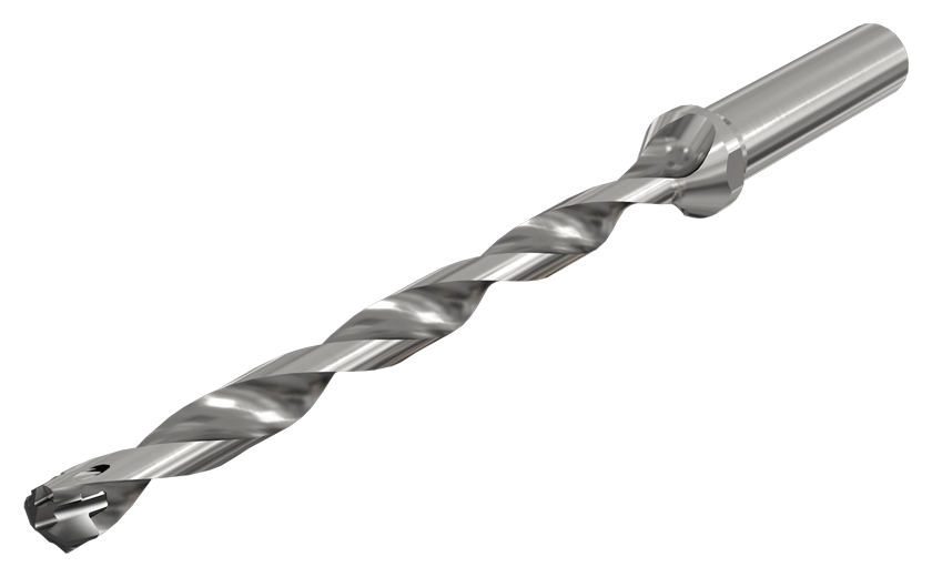 Indexable Head Drills with Coolant Holes and Cylindrical Shanks, Drilling Depth 12xD