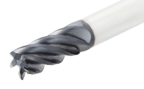 5 Flute Endmills with Different Helix (36-38°) and Variable Pitch for Chatter Dampening with Assorted Radii