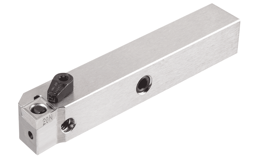 Lever Lock Tools with Channels for High Pressure Coolant for 80° Positive Rhombic Inserts for Swiss Automatic Machines